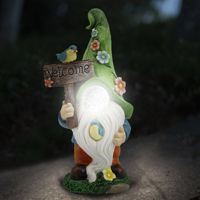 Solarlicht macht Platten-Garten-Statuen-zwergartige Solargeschenk-Lampe in Handarbeit