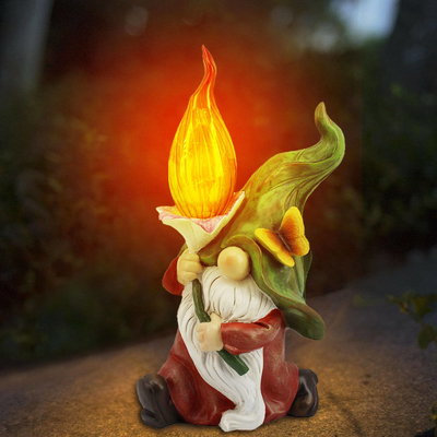 Solarlicht macht Platten-Garten-Statuen-zwergartige Solargeschenk-Lampe in Handarbeit
