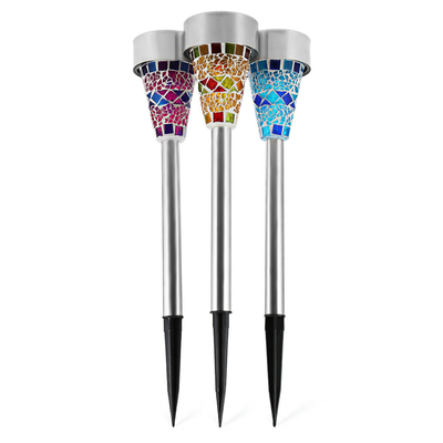 Edelstahl-Mosaik-Solargarten 2V 40mAh beleuchtet Buntglas