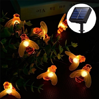 Wasserdichtes warmes Weiß 20LED Honey Bee Solar String Lights im Freien für Garten-Dekorationen