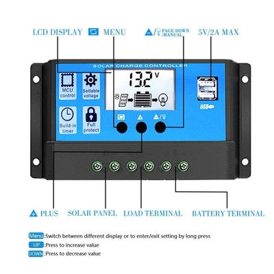 Solarvorwurfs-Kontrolleur Discharge Regulator 12V 24V 1920W 30A PWM für Lithium-Batterien