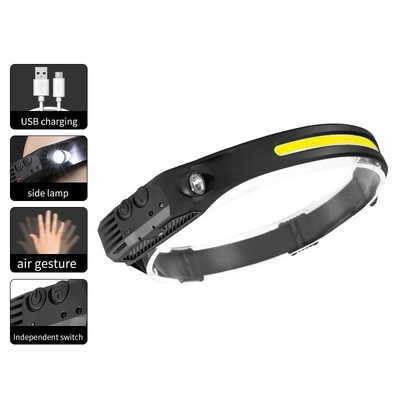 Induktions-Stirnlampe, COB-LED-Stirnlampe mit eingebauter Batterie, Taschenlampe, wiederaufladbare USB-Stirnlampe, Beleuchtungsmodi