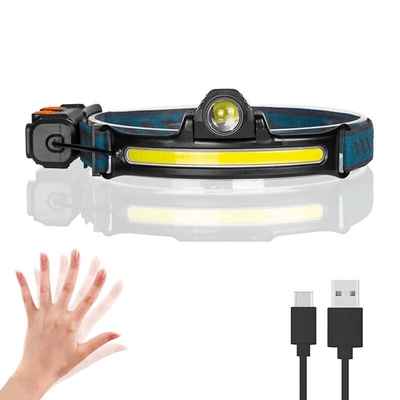 USB wiederaufladbare Induktions-Stirnlampe, Zoom-COB-LED-Stirnlampe, eingebaute Batterie, Taschenlampe, multifunktional, 6 Modi, Stirnlampe